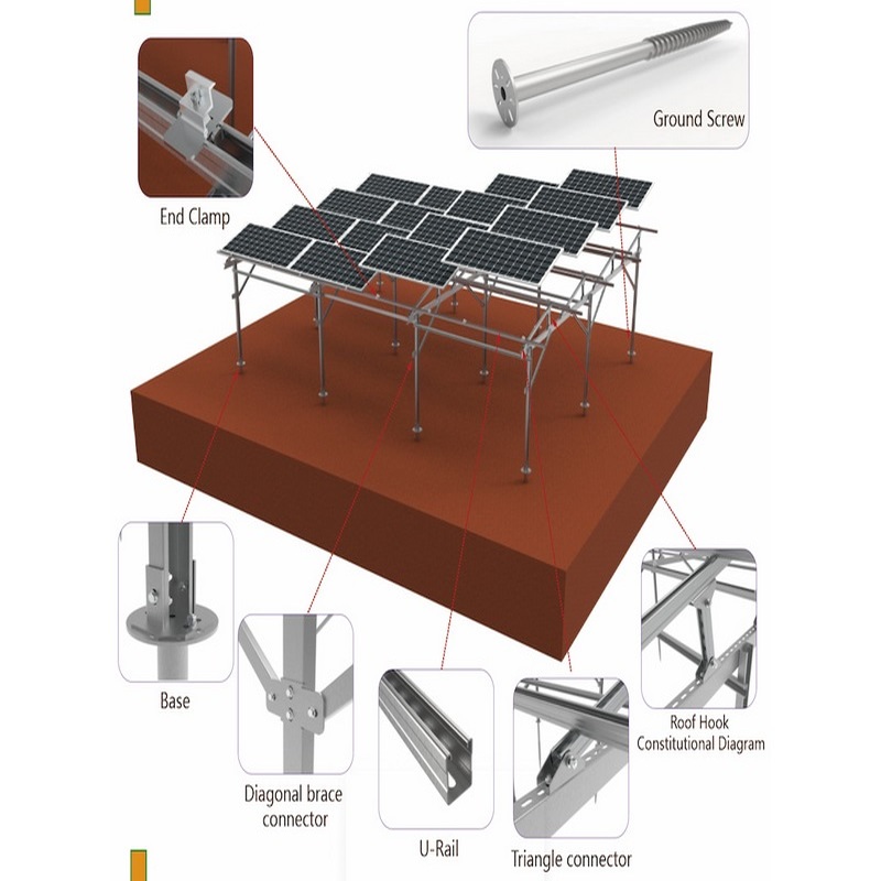 Nông nghiệp Năng lượng mặt trời Trang trại Mặt đất Pv Giá đỡ lắp đặt nhà máy Khung gắn bảng điều khiển năng lượng mặt trời