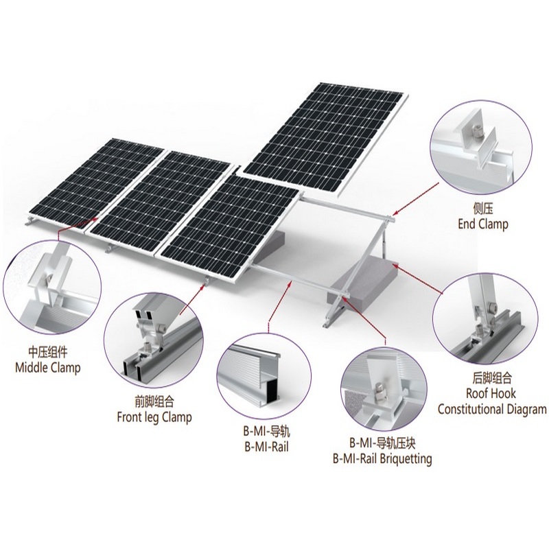 Bán buôn giá đỡ dằn năng lượng mặt trời có đường ray từ Đông sang Tây Lắp đặt năng lượng mặt trời