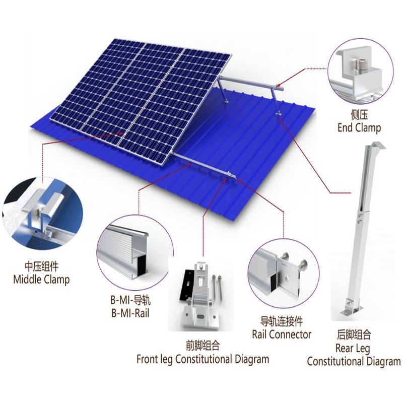 Bán buôn Độ nghiêng có thể điều chỉnh Chân trước Chân sau của Hệ thống lắp đặt bảng điều khiển năng lượng mặt trời Hệ thống lắp đặt khung PV Giá đỡ ban công Hệ thống lắp đặt năng lượng mặt trời
