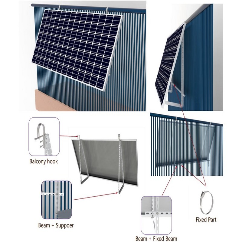 Bộ năng lượng mặt trời dễ dàng Bảng điều khiển năng lượng mặt trời phổ biến Ban công Giá đỡ mô-đun năng lượng mặt trời cho ban công